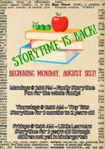 Tiny Tots Storytime (3 months to 2 years) @ Main Library - 2nd Floor