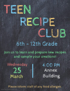 Teen Recipe Club @ ANNEX BUILDING