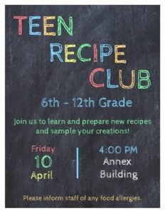 Teen Recipe Club @ ANNEX BUILDING